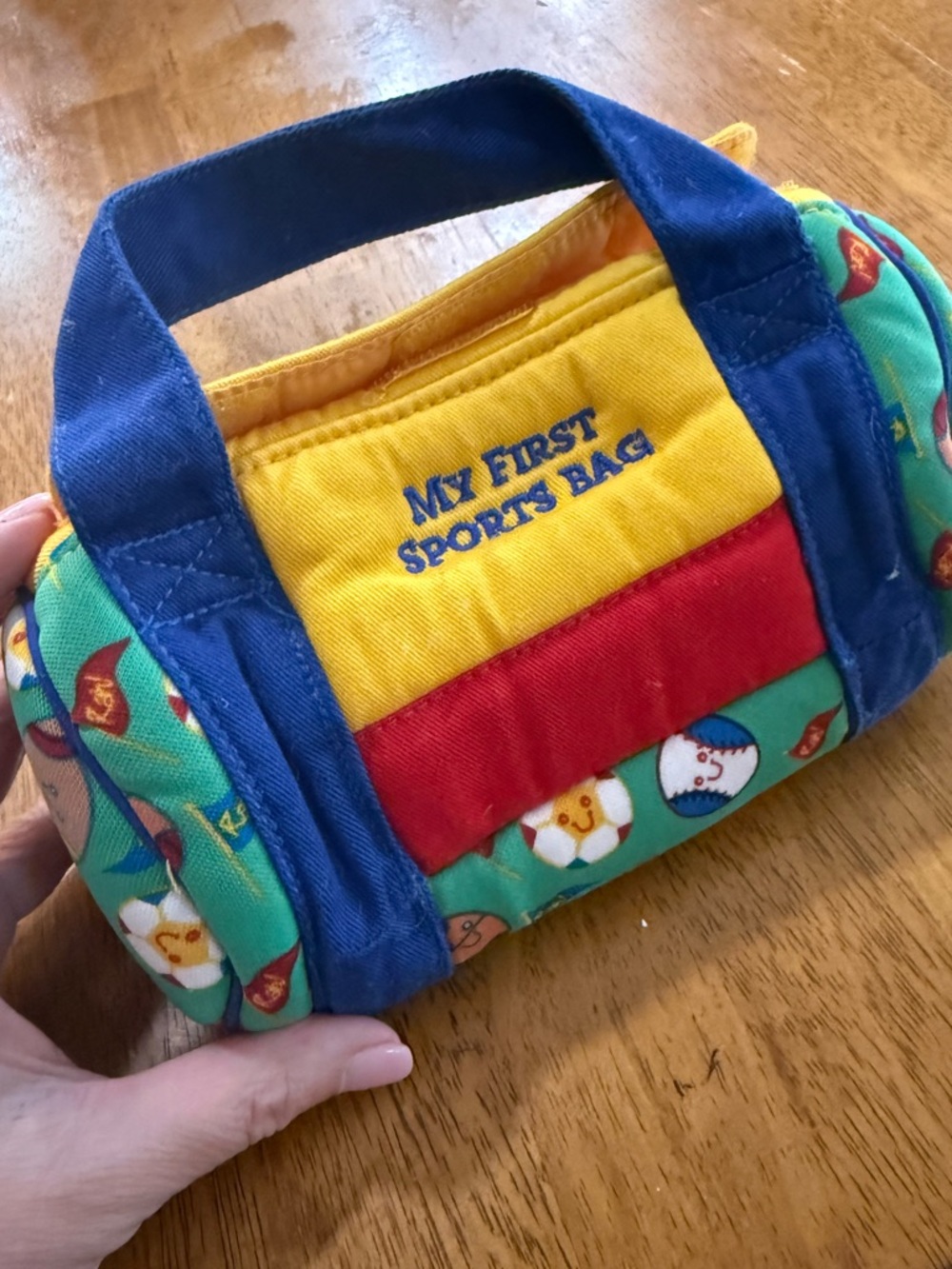 Gund My First Sports Bag Kids Duffle - Blue, Yellow & Red